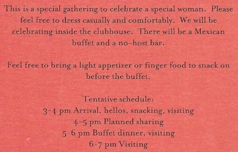 Back of Mom's Celebration Invitation for post Day of COL